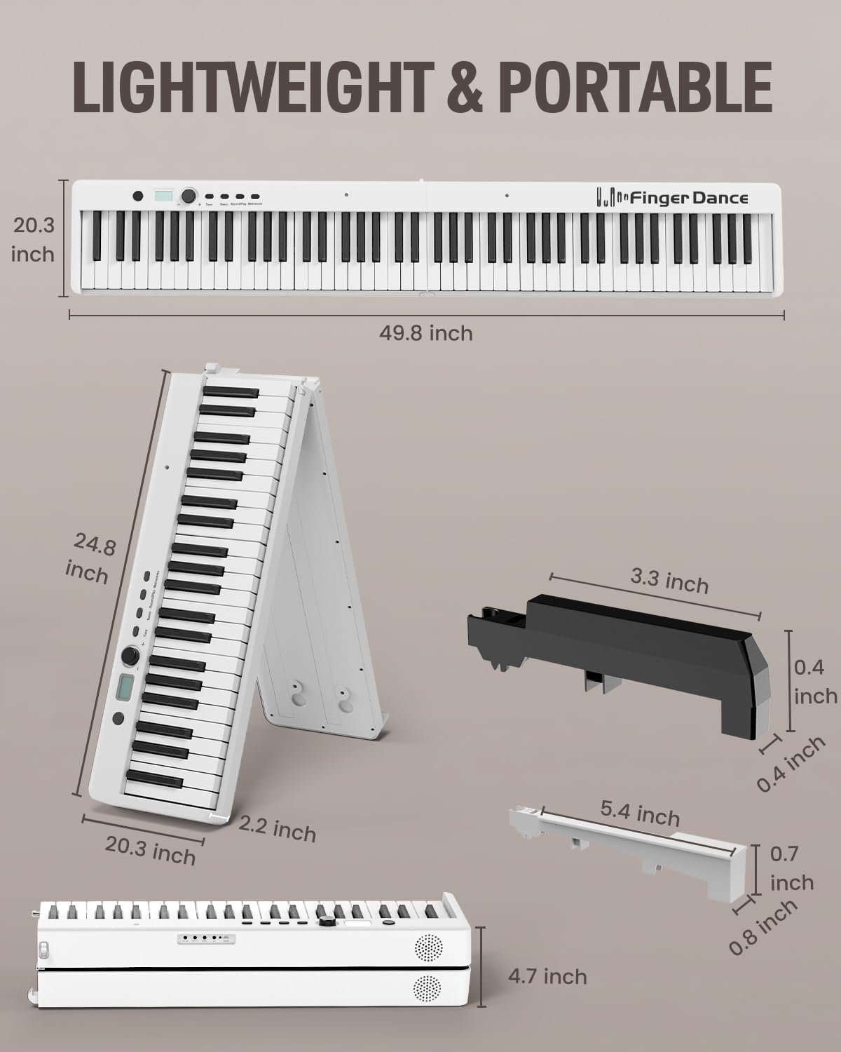 TECLADO PLEGABLE FINGER DANCE 88 TECLAS BLUETOOTH MIDI MADERA - 4