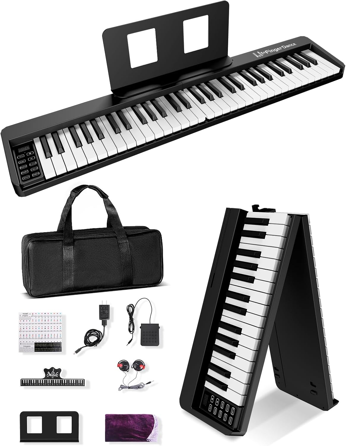 TECLADO PLEGABLE FINGER DANCE 61 TECLAS BLUETOOTH MIDI NEGRO - 1