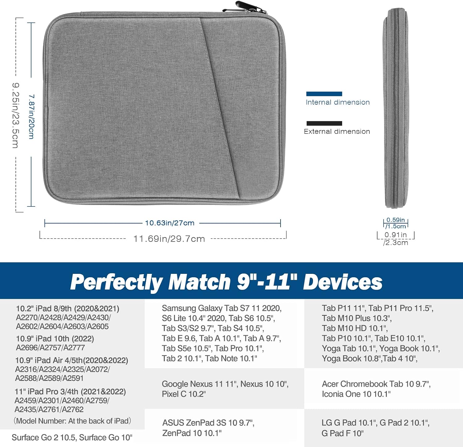 FUNDA PARA TABLET MOKO 9-11 PULGADAS CON BOLSILLO PARA ACCESORIOS - 2