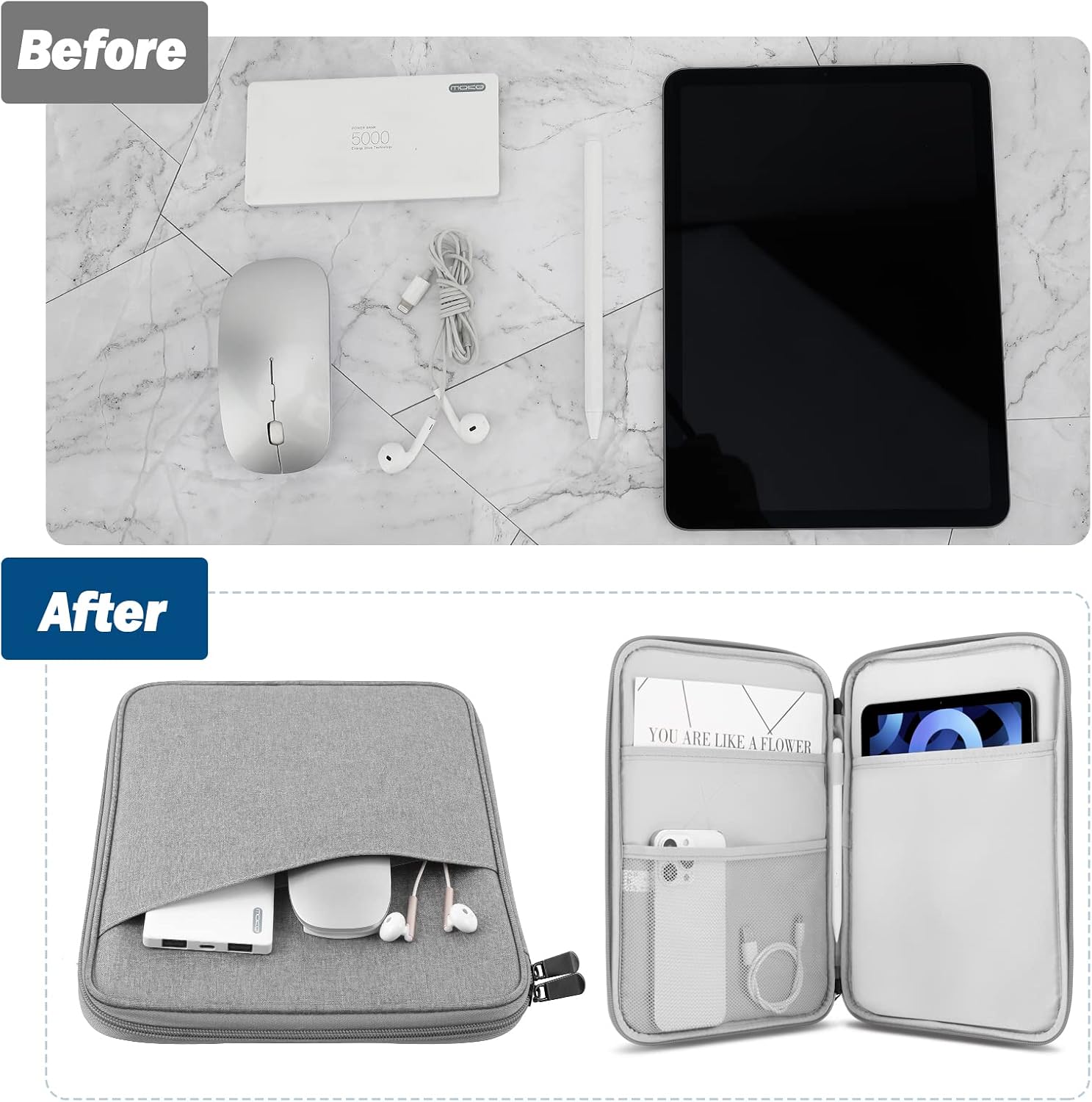 FUNDA PARA TABLET MOKO 9-11 PULGADAS CON BOLSILLO PARA ACCESORIOS - 4