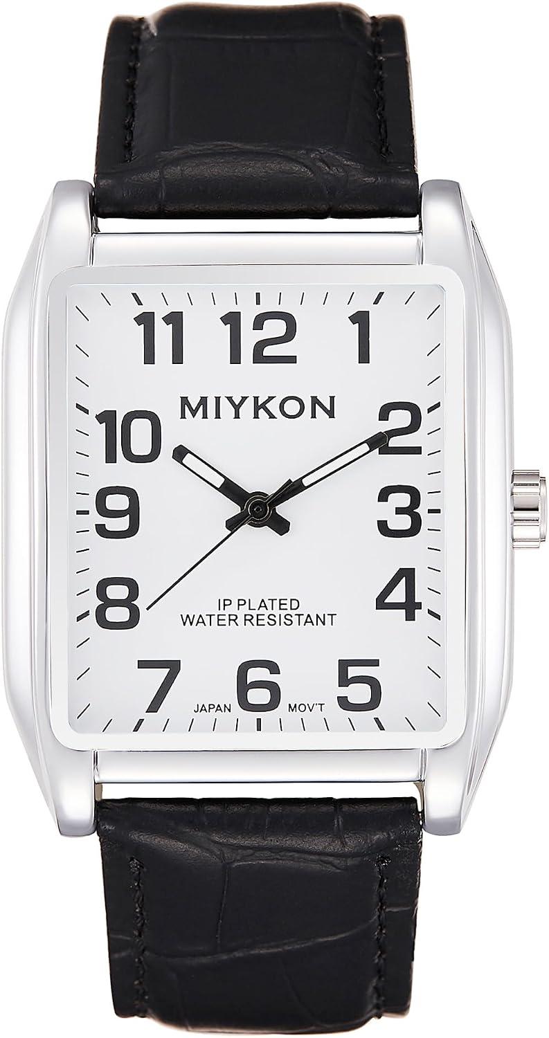 RELOJ DE PULSERA MIYKON VINTAGE TANK PARA HOMBRE CON CORREA DE CUERO GENUINO NEGRO - 1