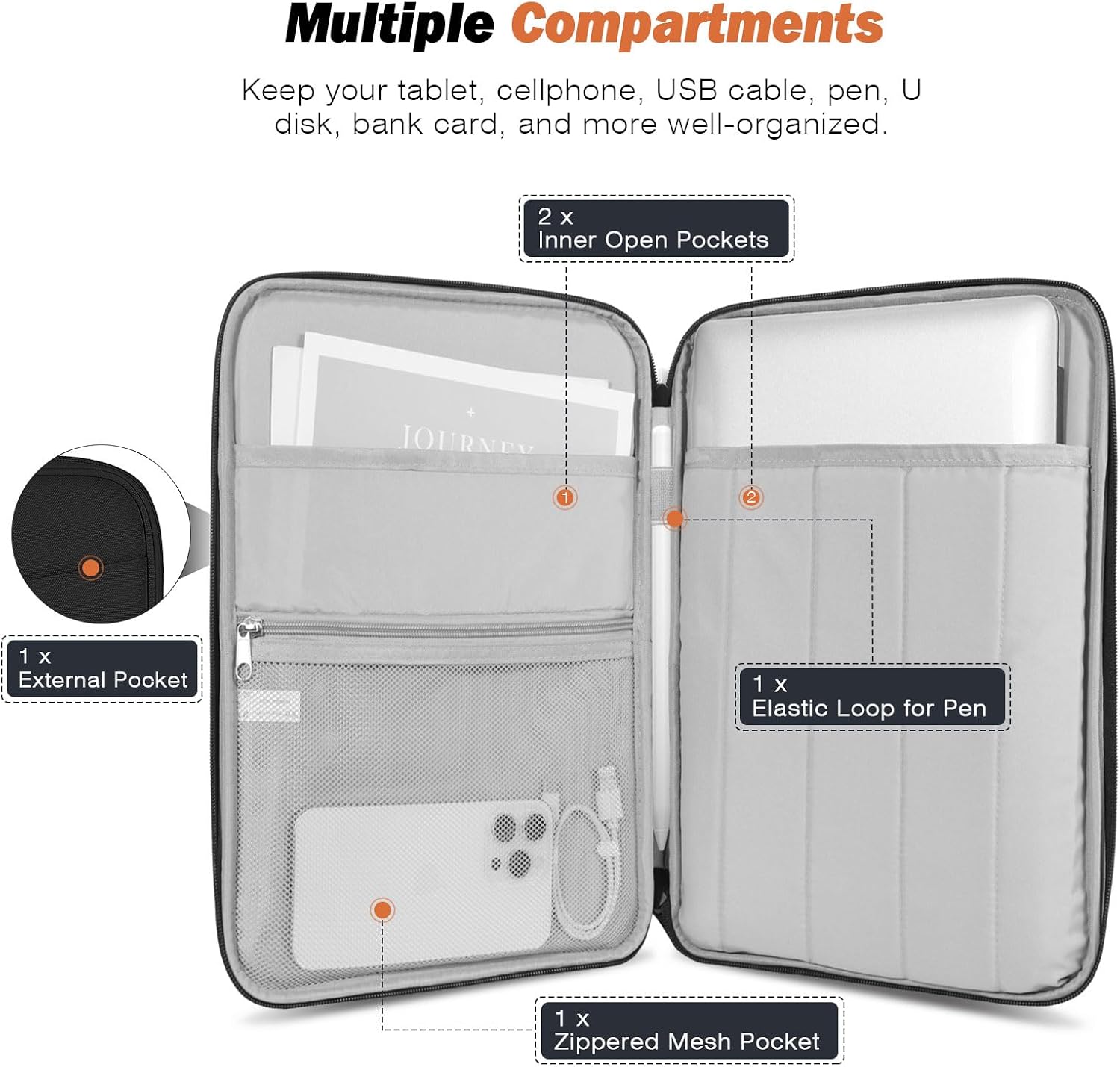 FUNDA PARA LAPTOP MOKO 13.3-14 PULGADAS CON BOLSILLO PARA ACCESORIOS - 3