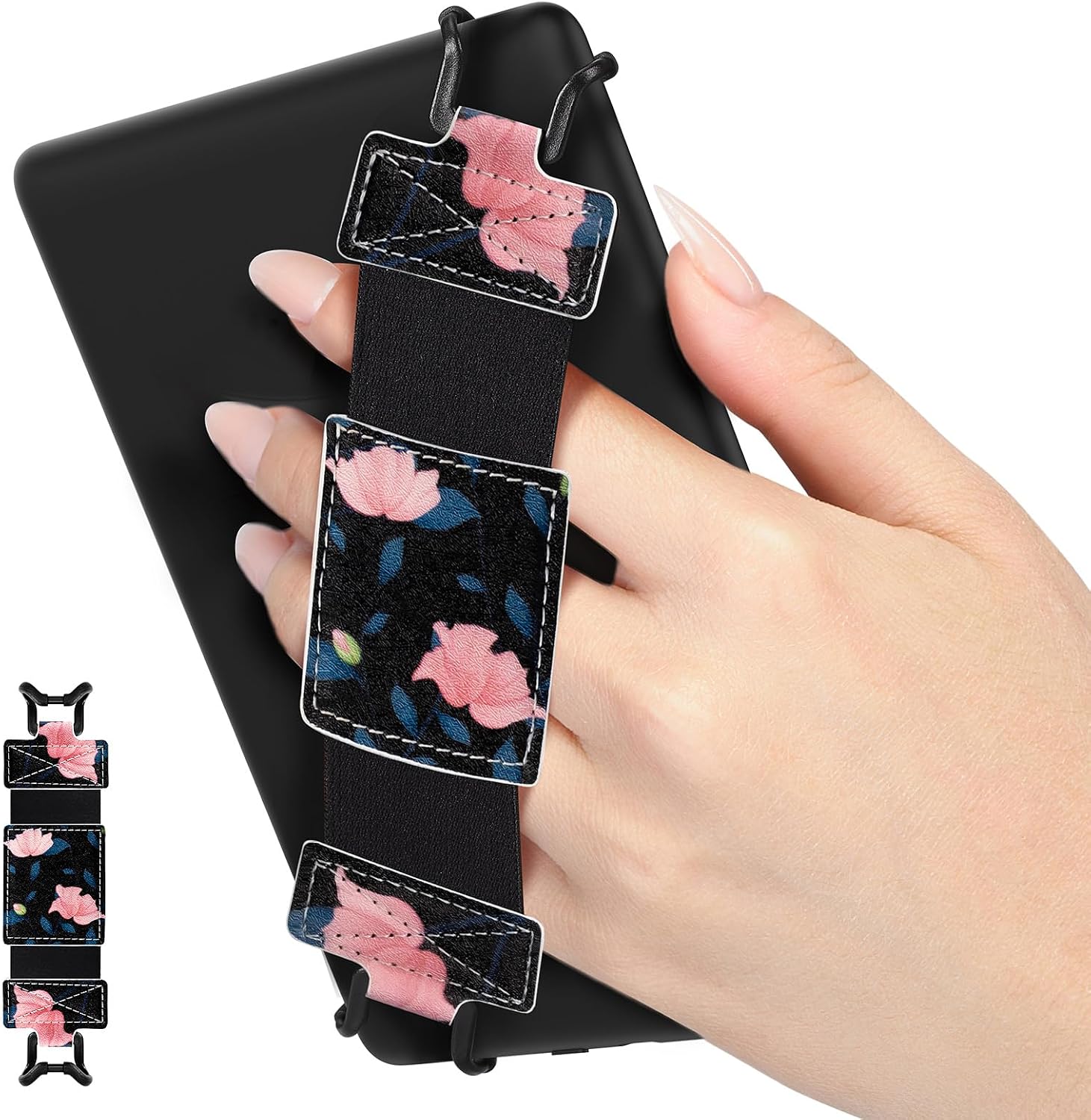 SOPORTE DE MANO MOKO PARA KINDLE Y FIRE TABLET 6-8 PULGADAS NEGRO Y ROSA - 1