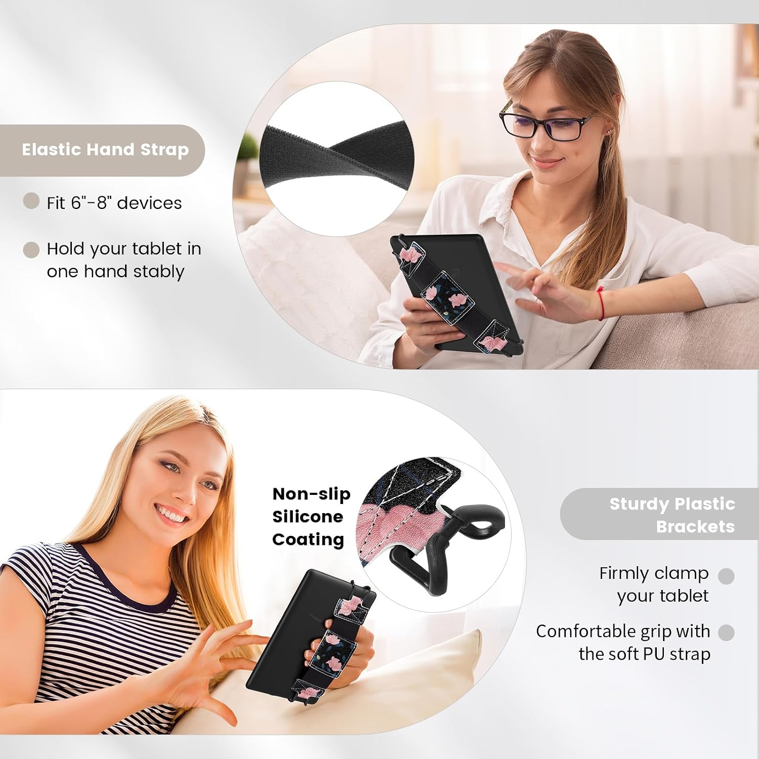 SOPORTE DE MANO MOKO PARA KINDLE Y FIRE TABLET 6-8 PULGADAS NEGRO Y ROSA - 5