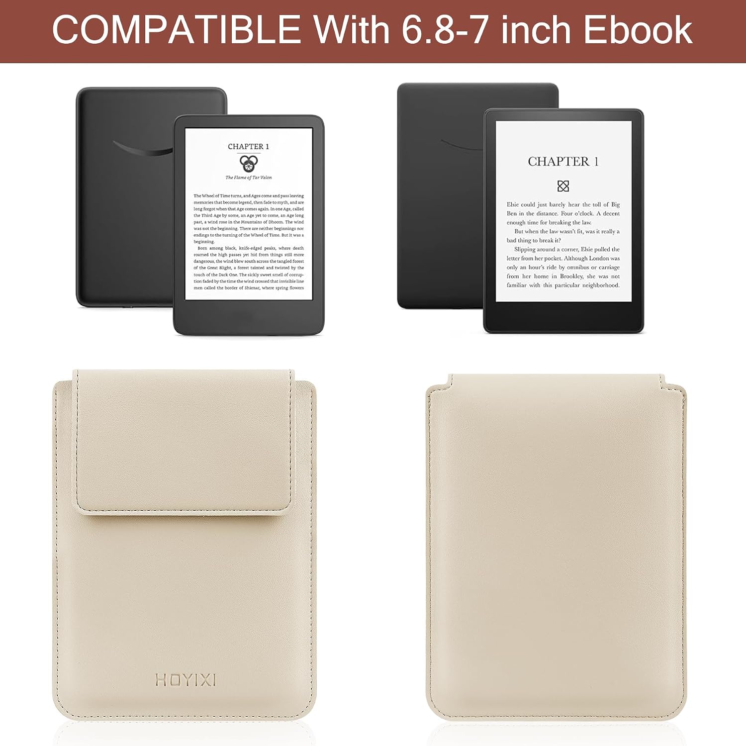 ESTUCHE UNIVERSAL HOYIXI PARA LECTOR EBOOK 6.8-7 PULGADAS BEIGE - 2