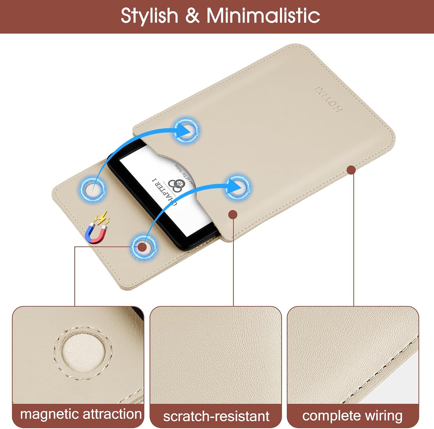 ESTUCHE UNIVERSAL HOYIXI PARA LECTOR EBOOK 6.8-7 PULGADAS BEIGE - 4