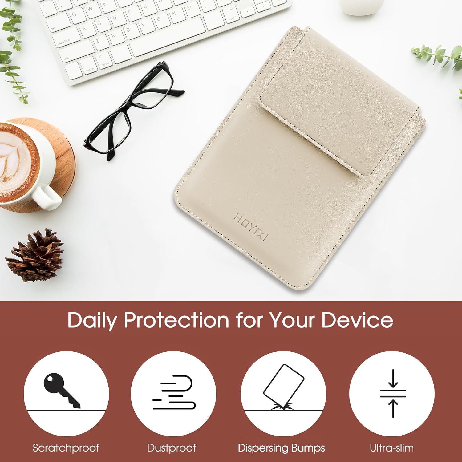 ESTUCHE UNIVERSAL HOYIXI PARA LECTOR EBOOK 6.8-7 PULGADAS BEIGE - 5