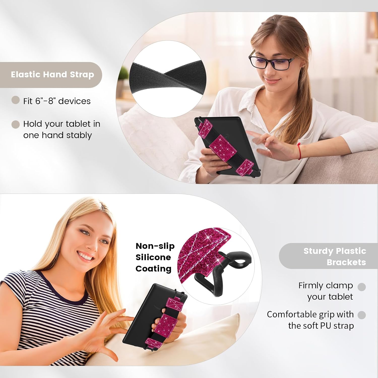 ESTUCHE MOKO SOFT HAND STRAP PARA KINDLE Y TABLETS 6-8 PULGADAS ROSADO - 5