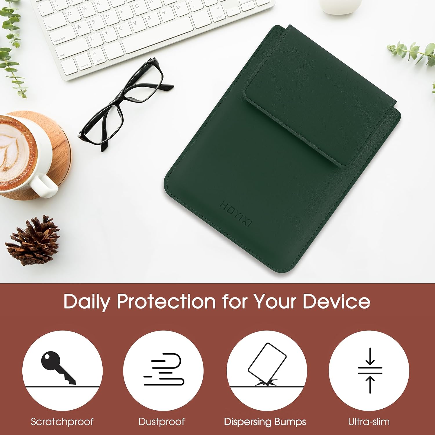 ESTUCHE UNIVERSAL HOYIXI PARA LECTOR EBOOK 6.8-7 PULGADAS VERDE OSCURO - 5