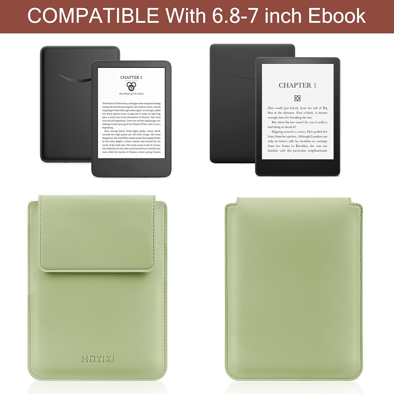 ESTUCHE UNIVERSAL HOYIXI PARA LECTOR EBOOK 6.8-7 PULGADAS VERDE CLARO - 2