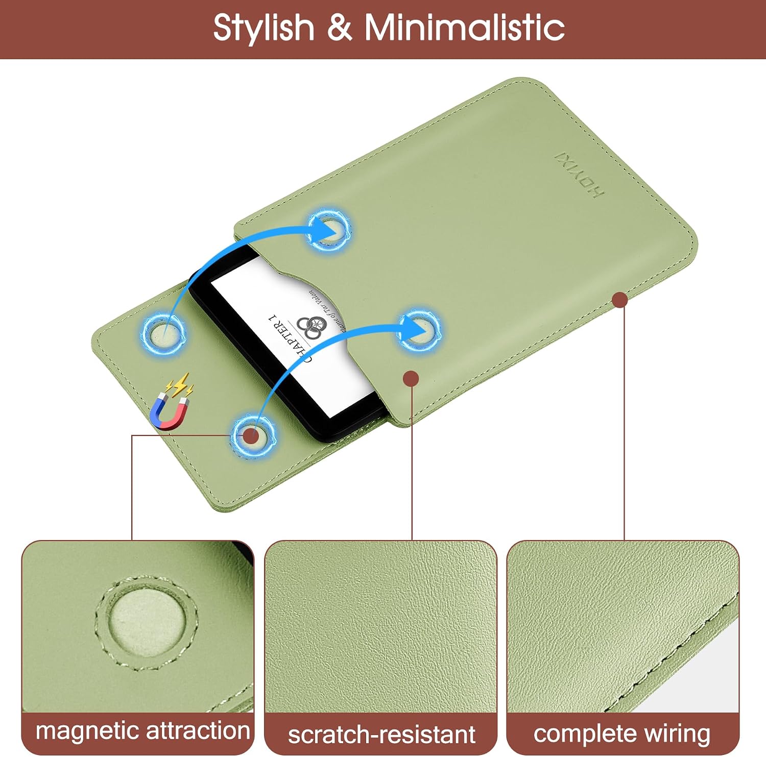 ESTUCHE UNIVERSAL HOYIXI PARA LECTOR EBOOK 6.8-7 PULGADAS VERDE CLARO - 4