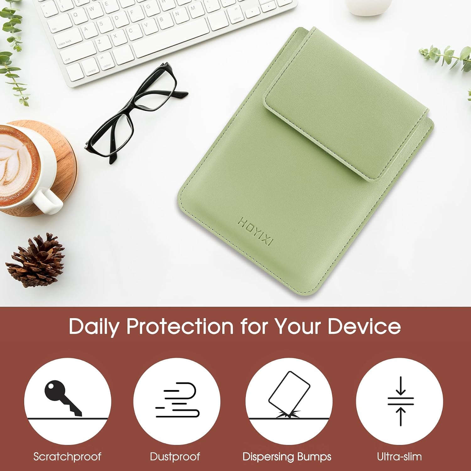 ESTUCHE UNIVERSAL HOYIXI PARA LECTOR EBOOK 6.8-7 PULGADAS VERDE CLARO - 5