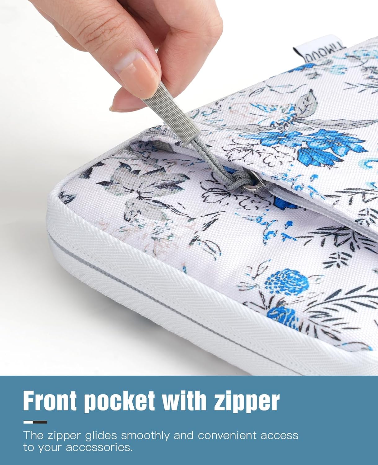 ESTUCHE PARA EREADER TIMOVO 6-7 PULGADAS AZUL CON FLORES - 3