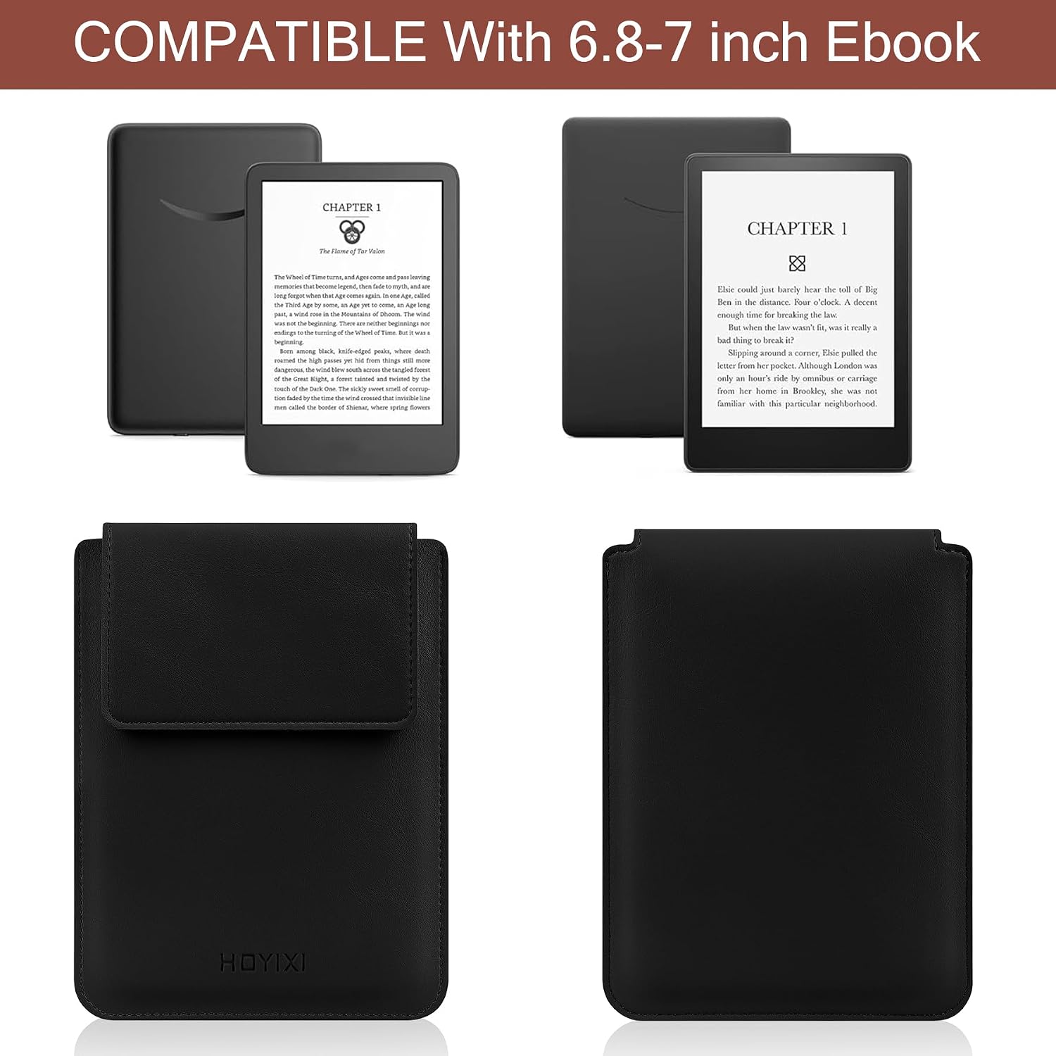 ESTUCHE UNIVERSAL HOYIXI PARA LECTOR EBOOK 6.8-7 PULGADAS NEGRO - 2