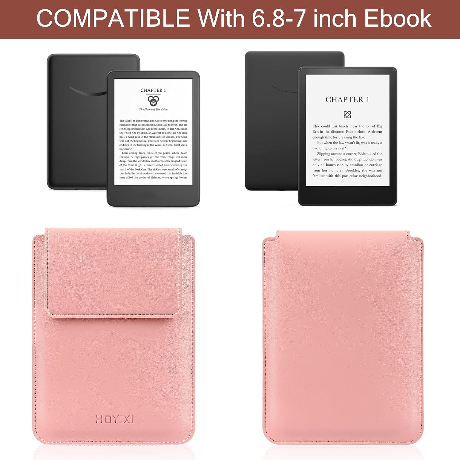 ESTUCHE UNIVERSAL HOYIXI PARA LECTOR EBOOK 6.8-7 PULGADAS ROSADO - 2