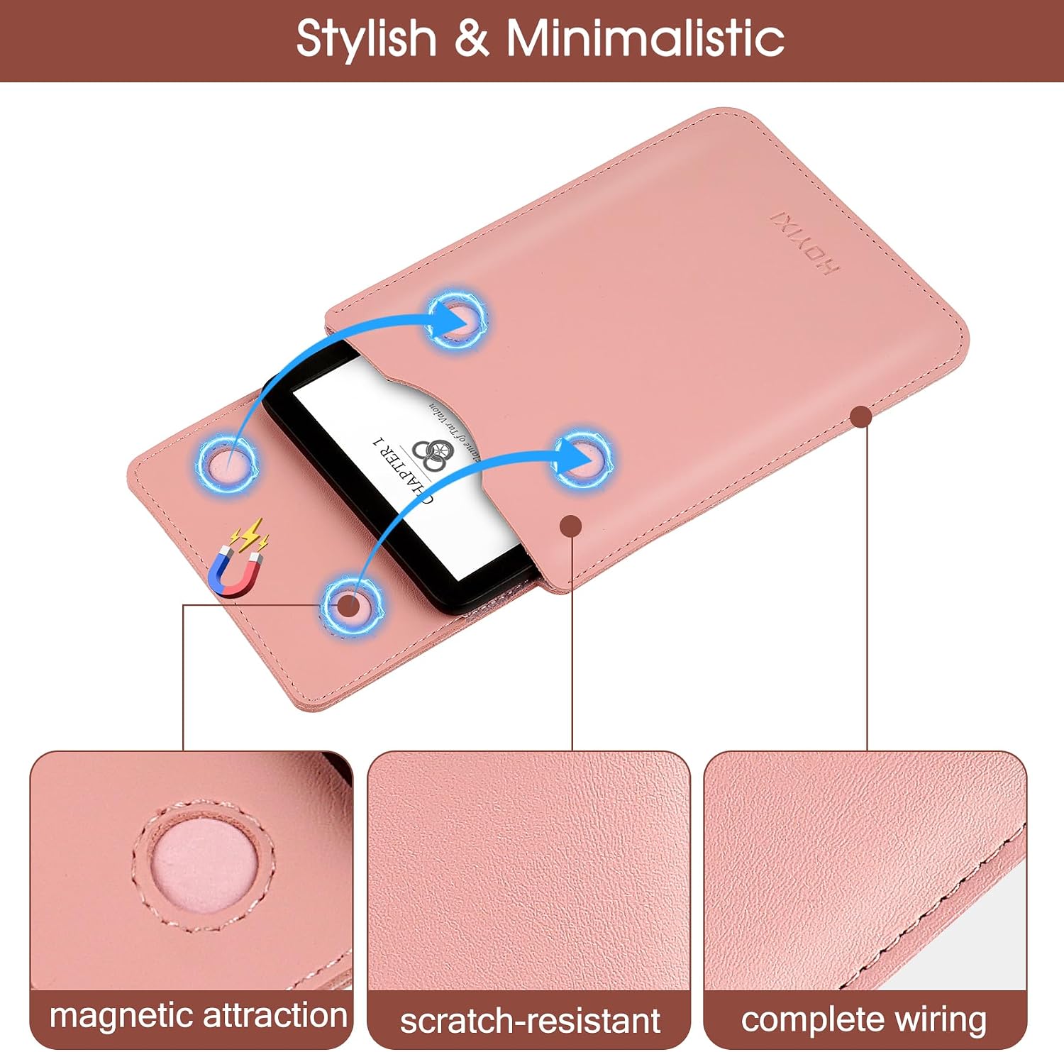 ESTUCHE UNIVERSAL HOYIXI PARA LECTOR EBOOK 6.8-7 PULGADAS ROSADO - 4