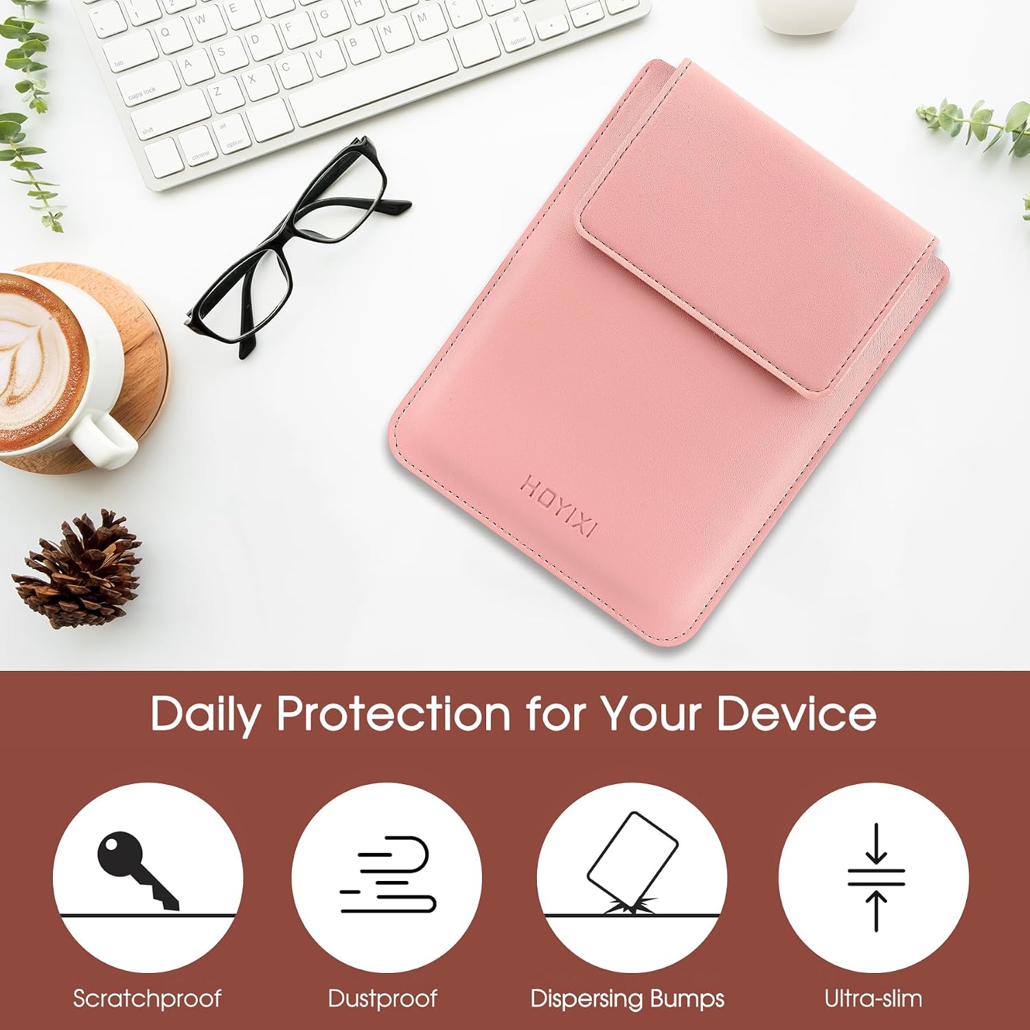 ESTUCHE UNIVERSAL HOYIXI PARA LECTOR EBOOK 6.8-7 PULGADAS ROSADO - 5