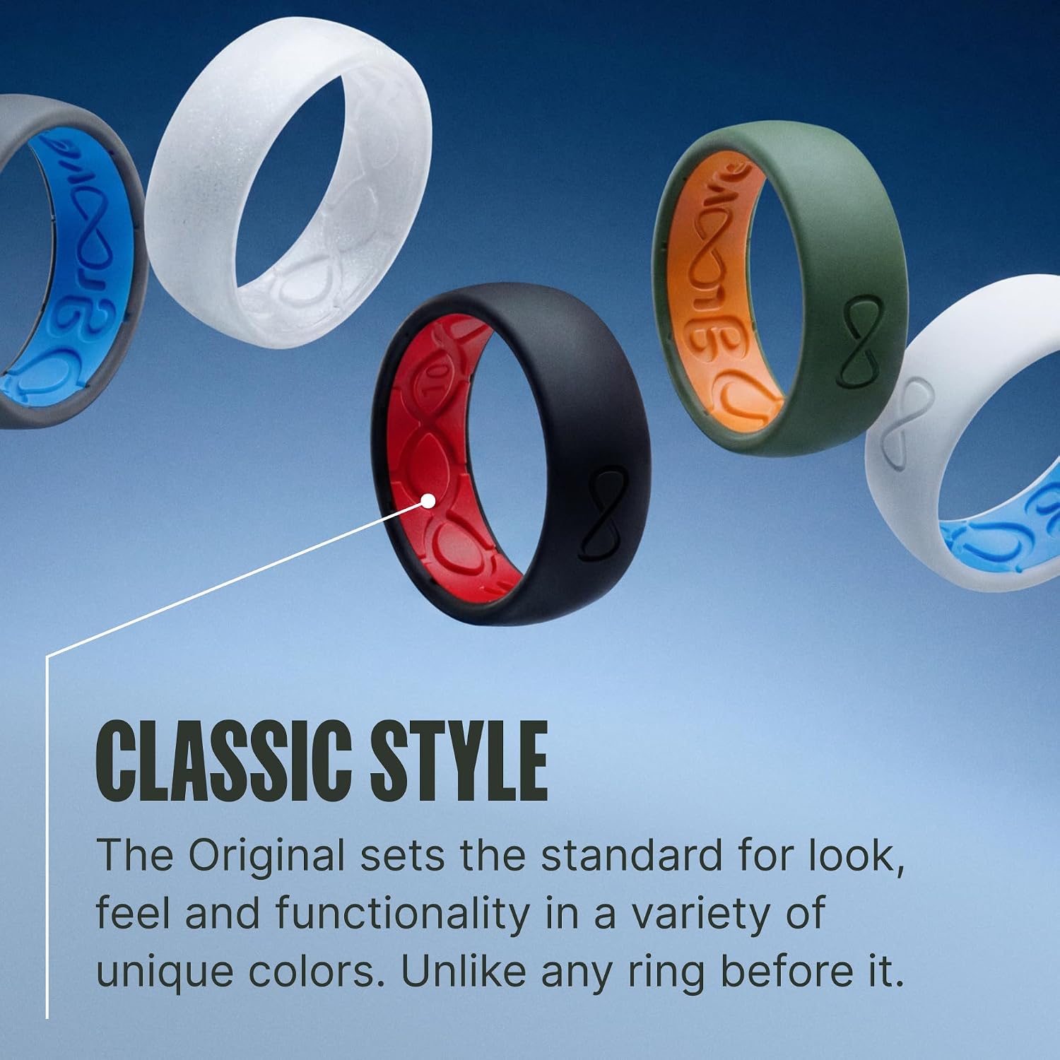 ANILLO DE SILICONA PARA HOMBRE GROOVE LIFE TALLA 11 COLOR NIEVE Y AZUL - 3