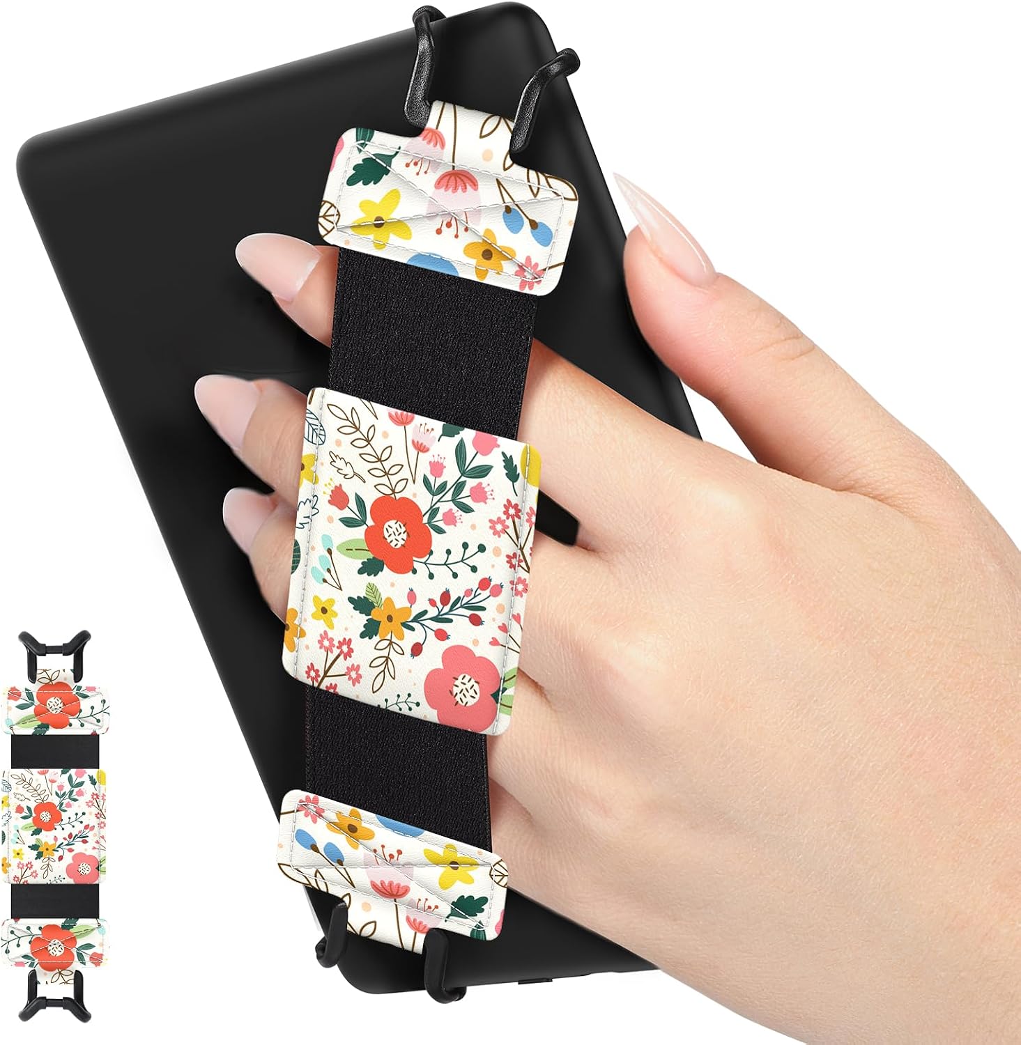 SOPORTE DE MANO MOKO PARA KINDLE Y TABLETS 6-8 PULGADAS FLORES - 1