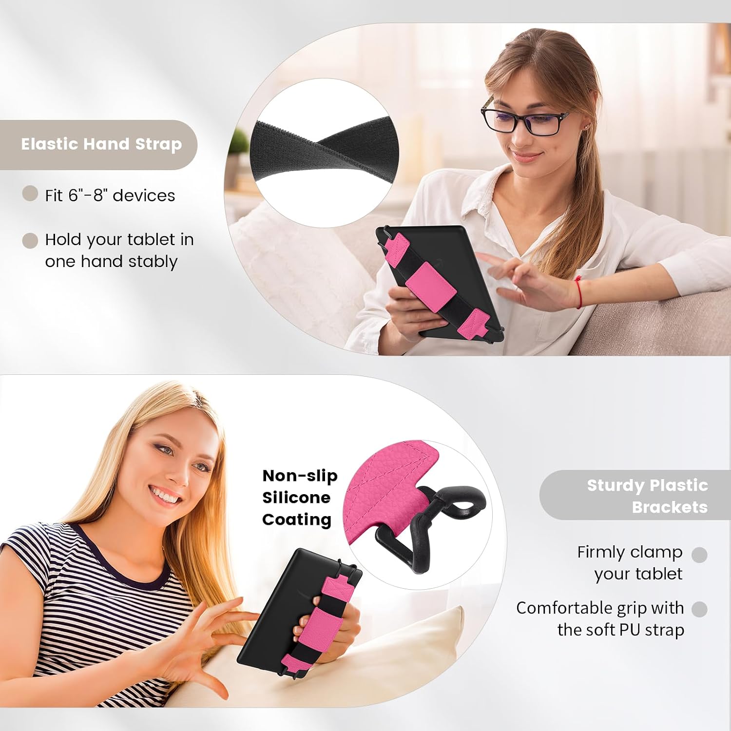 SOPORTE DE MANO MOKO PARA KINDLE Y TABLETS 6-8 PULGADAS MAGENTA - 5