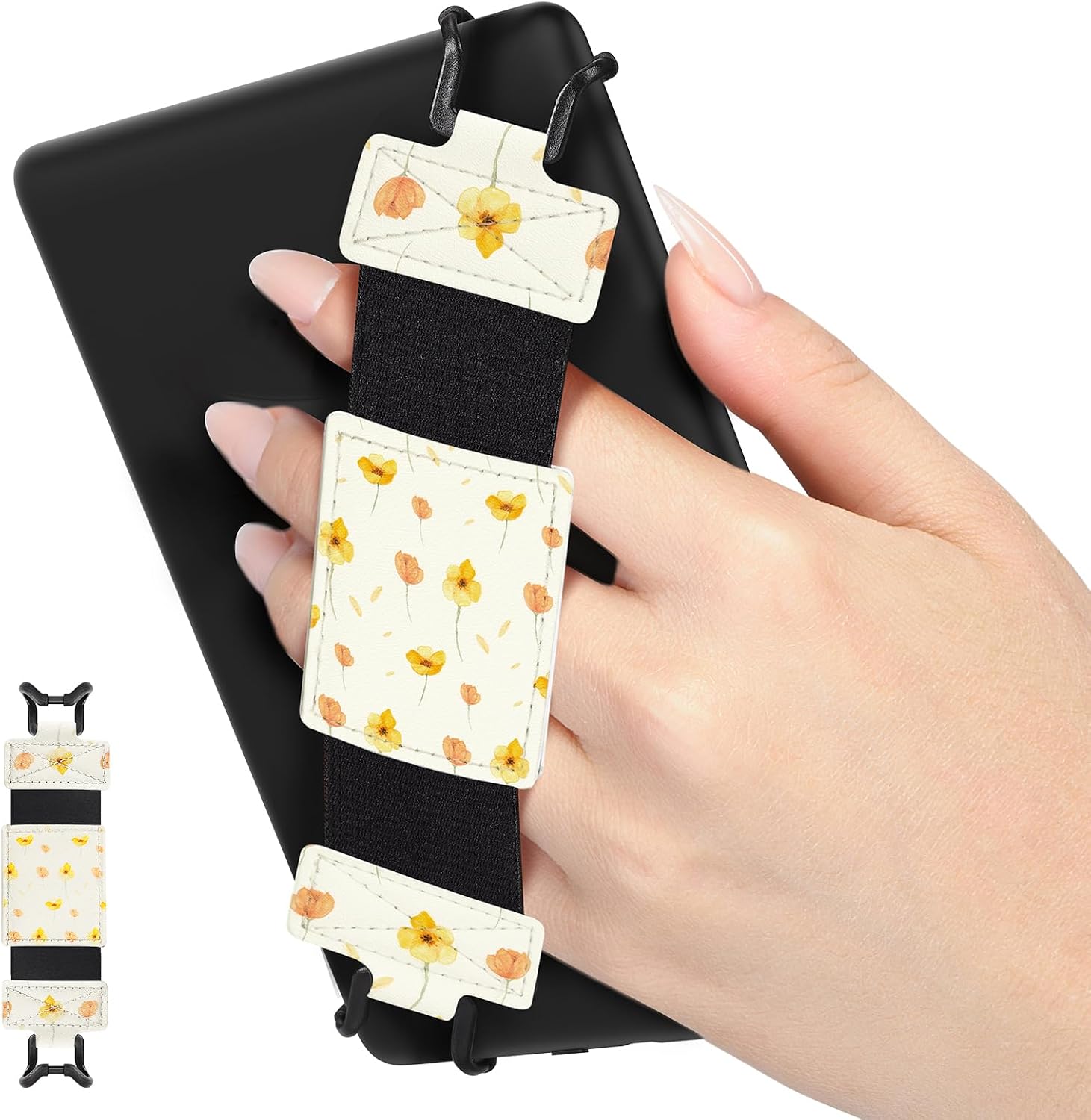 SOPORTE DE MANO MOKO PARA KINDLE Y TABLETS 6-8 PULGADAS DISEÑO FLOR BLANCO - 1
