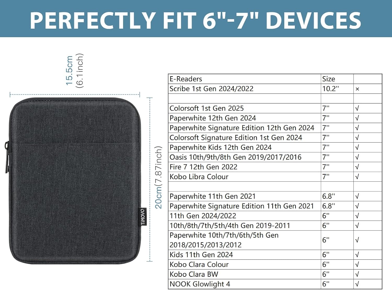 FUNDA PARA EREADER TIMOVO 6-7 PULGADAS NEGRA - 2