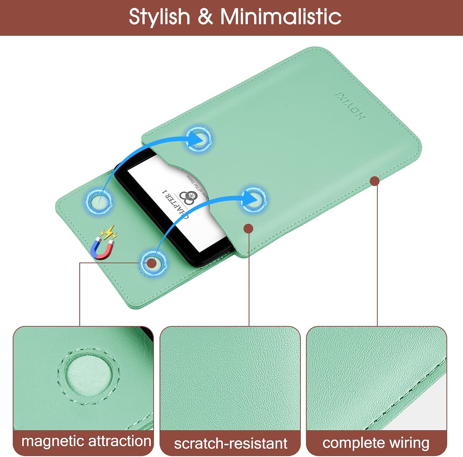 ESTUCHE UNIVERSAL HOYIXI PARA LECTOR EBOOK 6.8-7 PULGADAS VERDE - 4