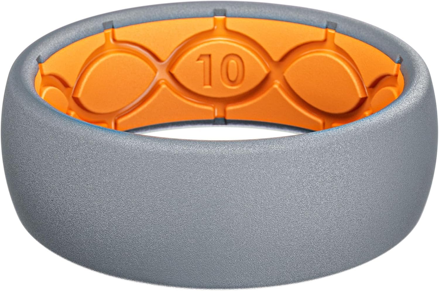 ANILLO DE SILICONA PARA HOMBRE GROOVE LIFE GRIS TORMENTA CON NARANJA TALLA 11 - 1