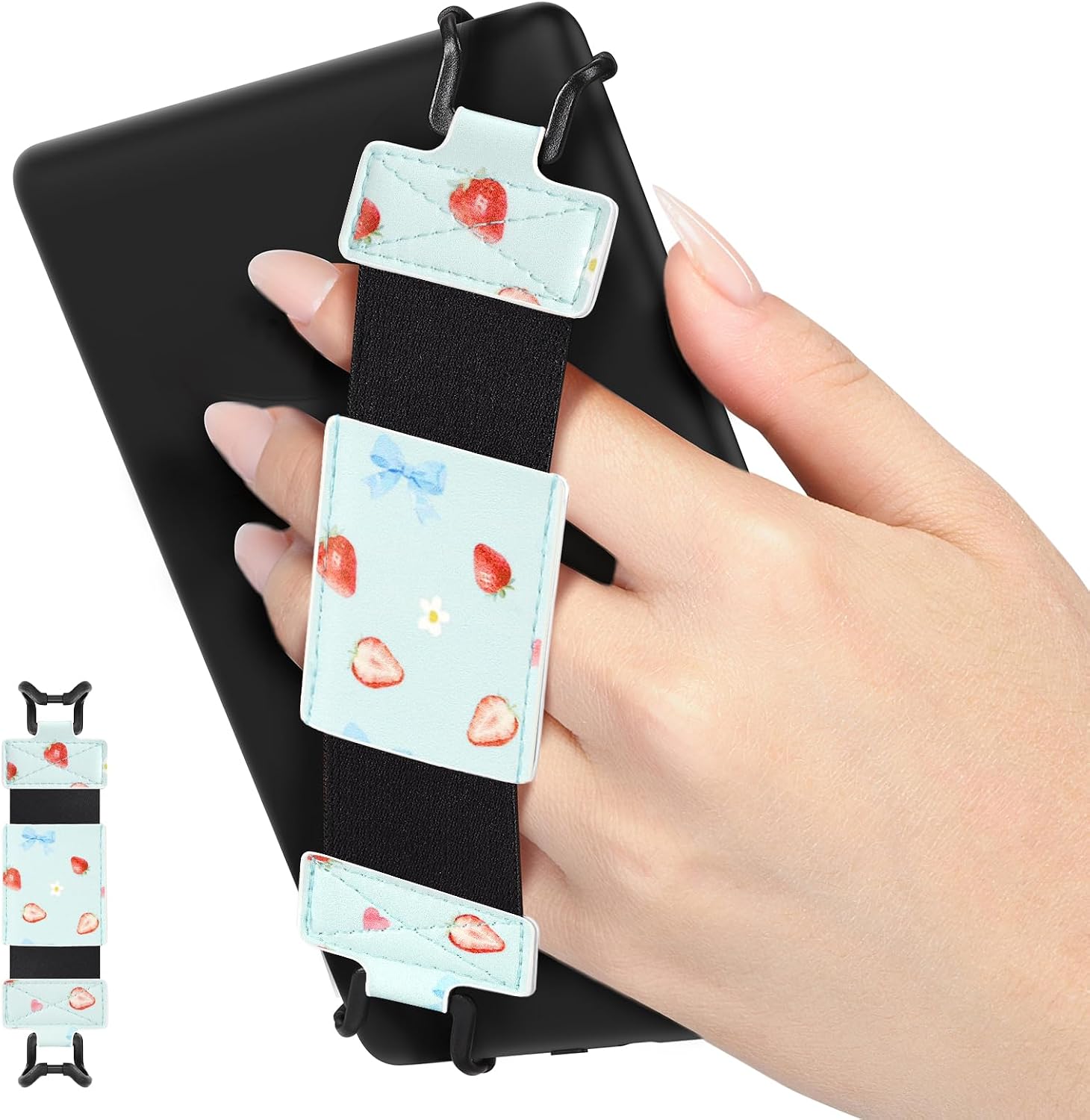 SOPORTE DE MANO MOKO PARA KINDLE Y TABLETS 6-8 PULGADAS COLOR FRESA CON MOÑO - 1