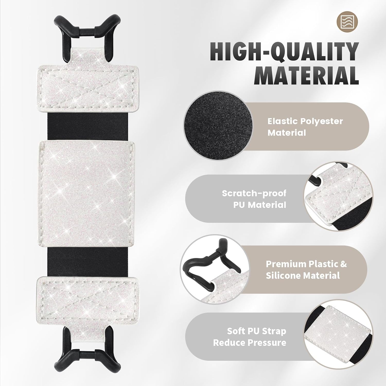 SOPORTE DE MANO MOKO PARA KINDLE Y TABLETS 6-8 PULGADAS BLANCO GLITTER - 3