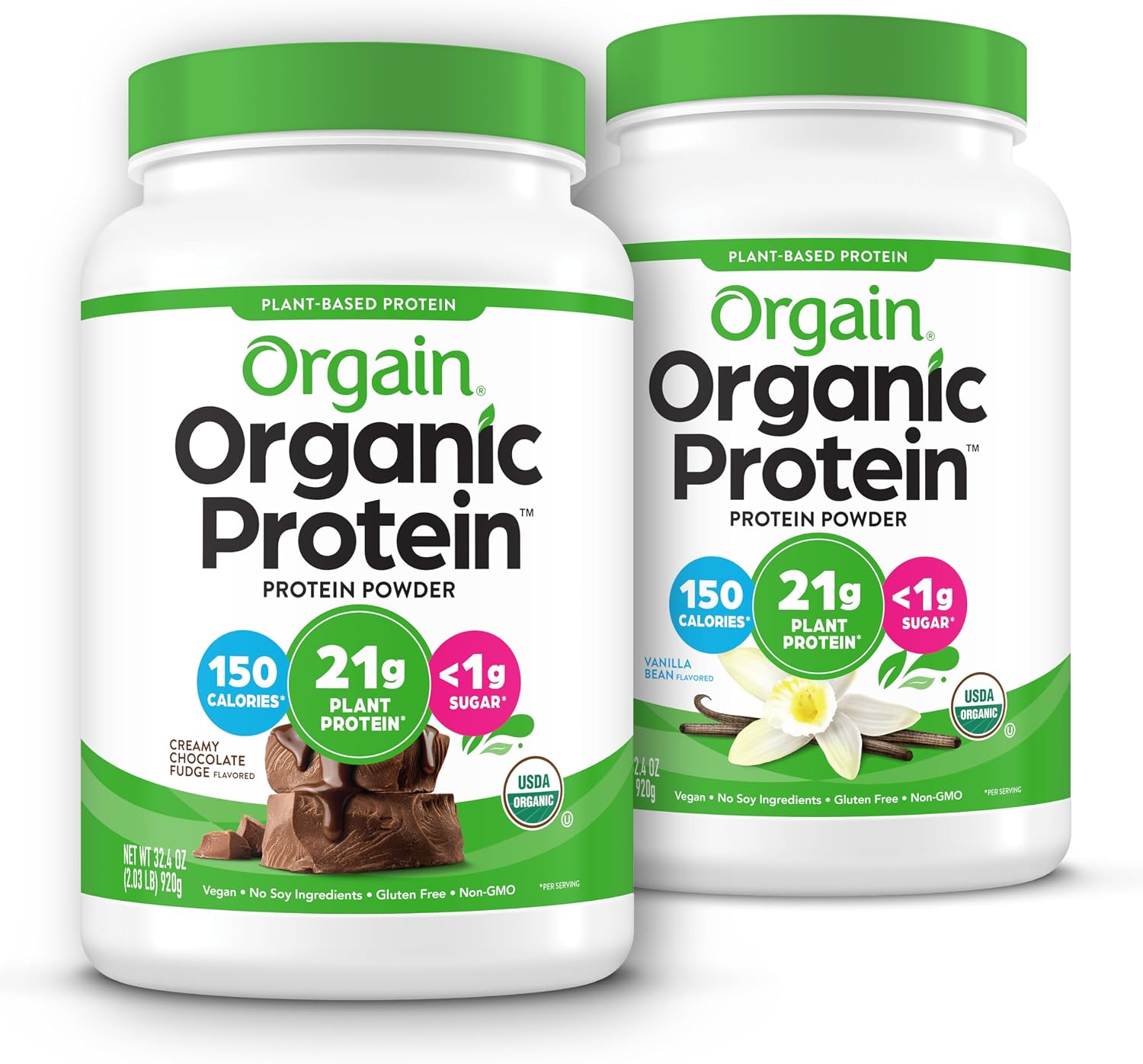 POLVO DE PROTEÍNA ORGAIN VEGAN 21G VAINILLA BEAN 2.03 LB - 1