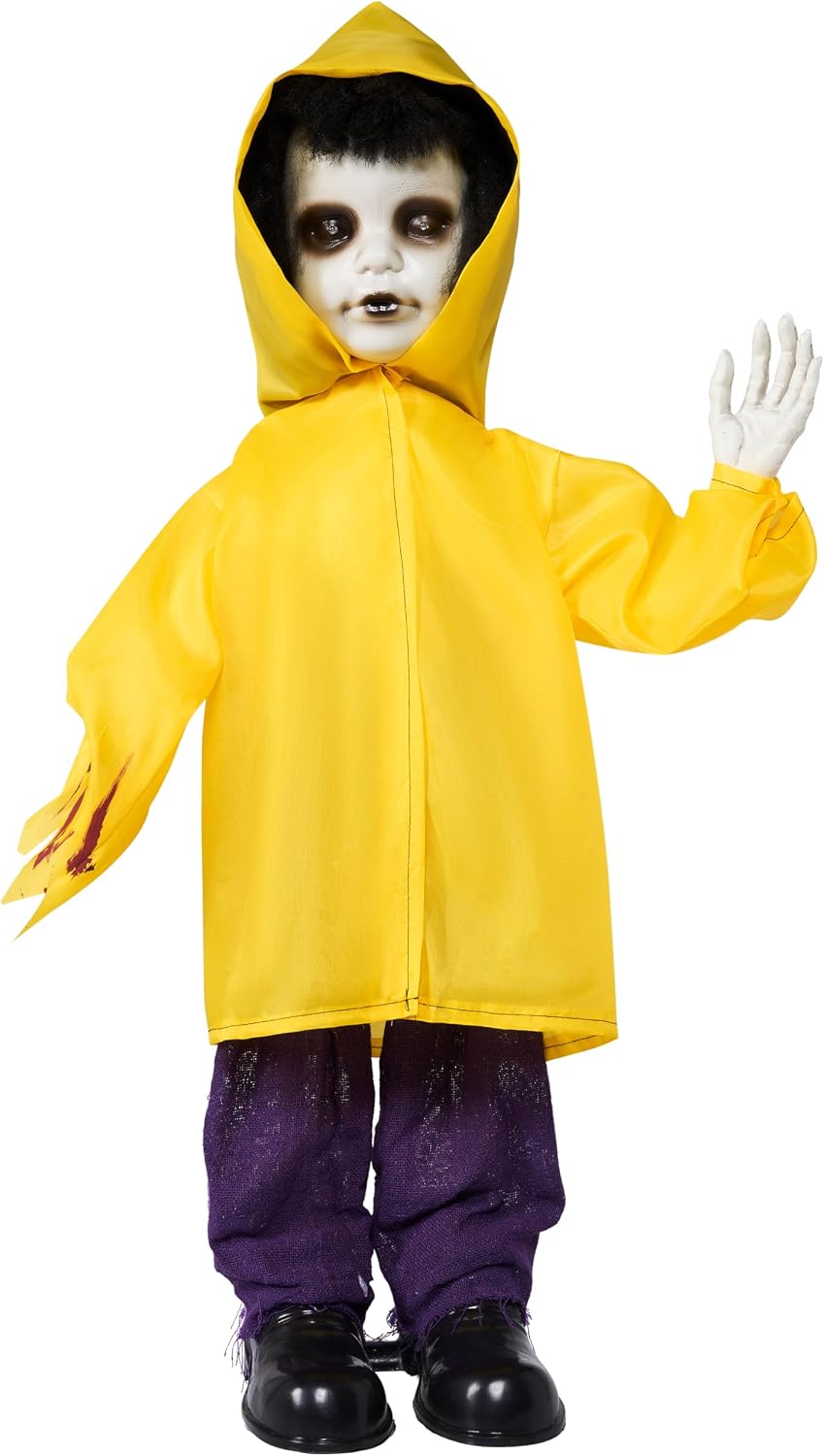 DECORACIÓN DE HALLOWEEN JOYIN ANIMATRÓNICO FANTASMA DE NIÑO CON IMPERMEABLE 86 CM - 2