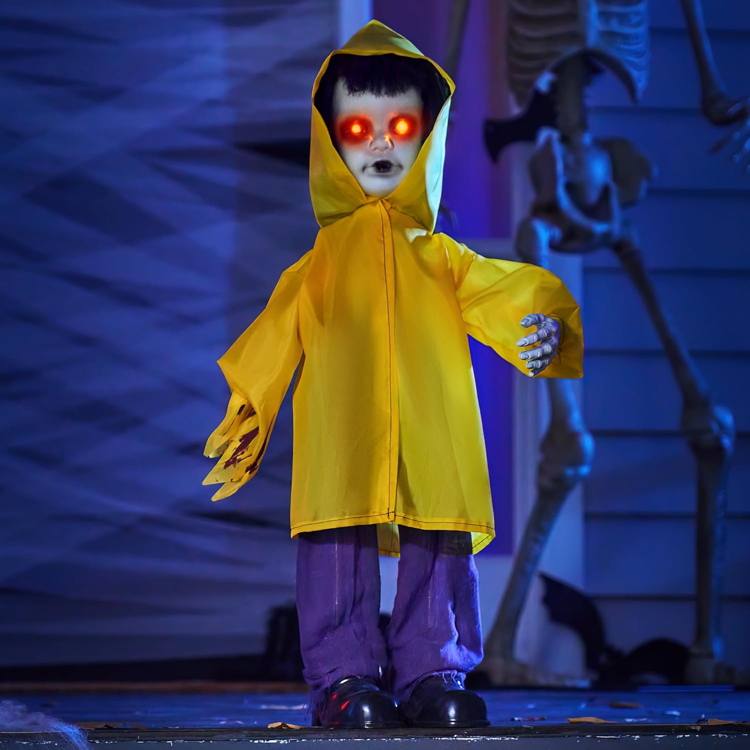 DECORACIÓN DE HALLOWEEN JOYIN ANIMATRÓNICO FANTASMA DE NIÑO CON IMPERMEABLE 86 CM - 5