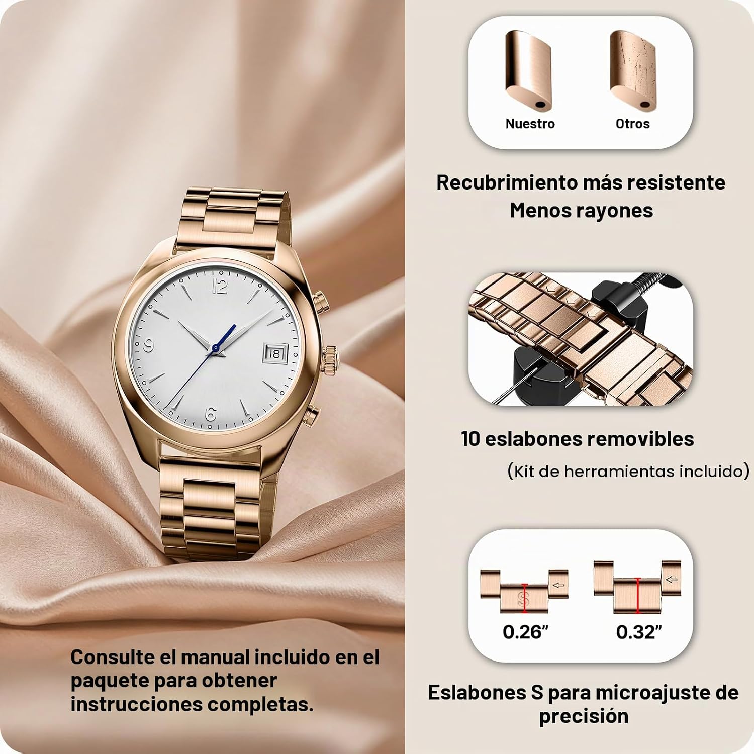 CORREA PARA RELOJ FULLMOSA 20MM METAL CON LIBERACIÓN RÁPIDA COMPATIBLE GARMIN Y SAMSUNG - 4