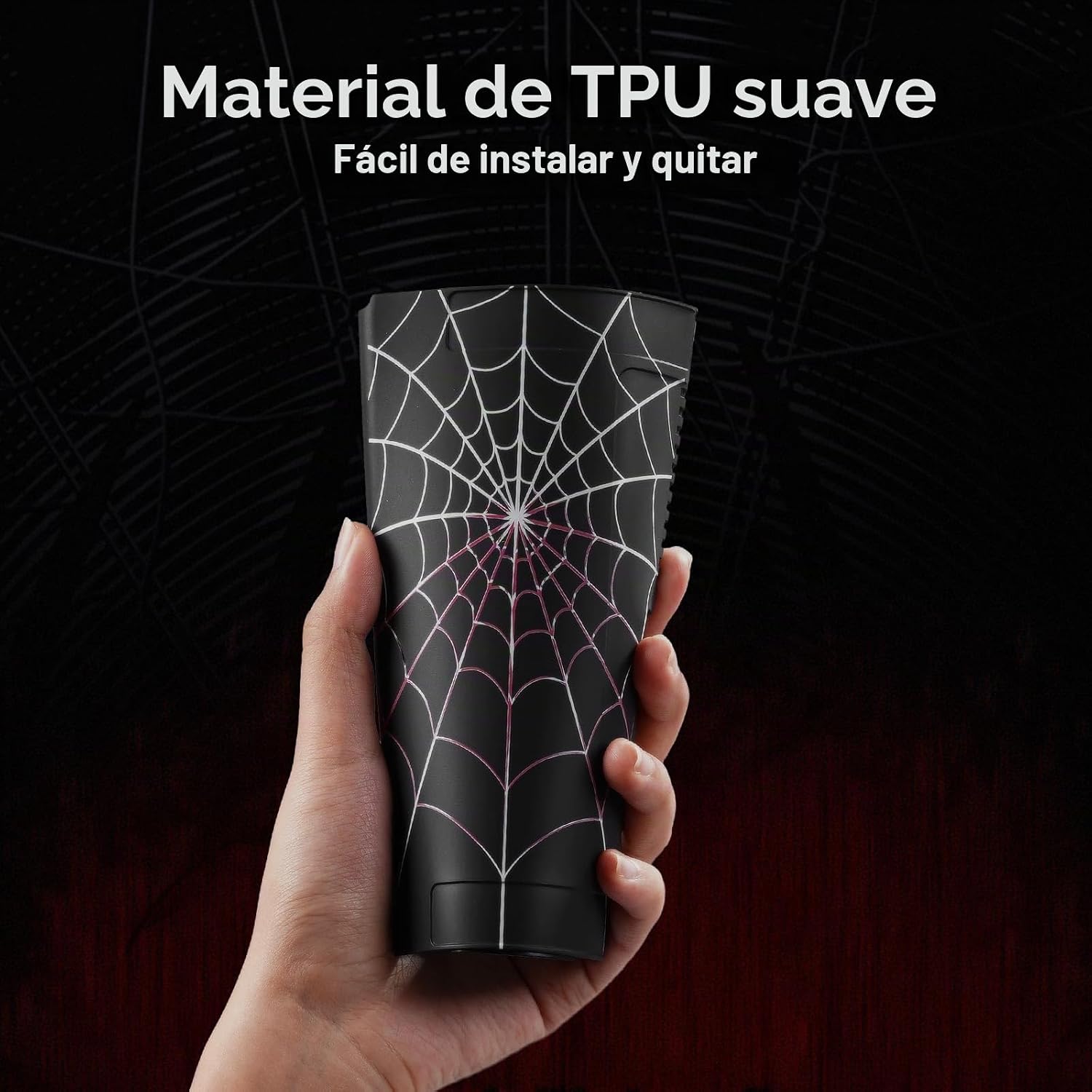 PROTECTOR PARA NINTENDO SWITCH OLED 2021 JINGDU TPU CON DISEÑO SPIDER WEB NEGRO - 4