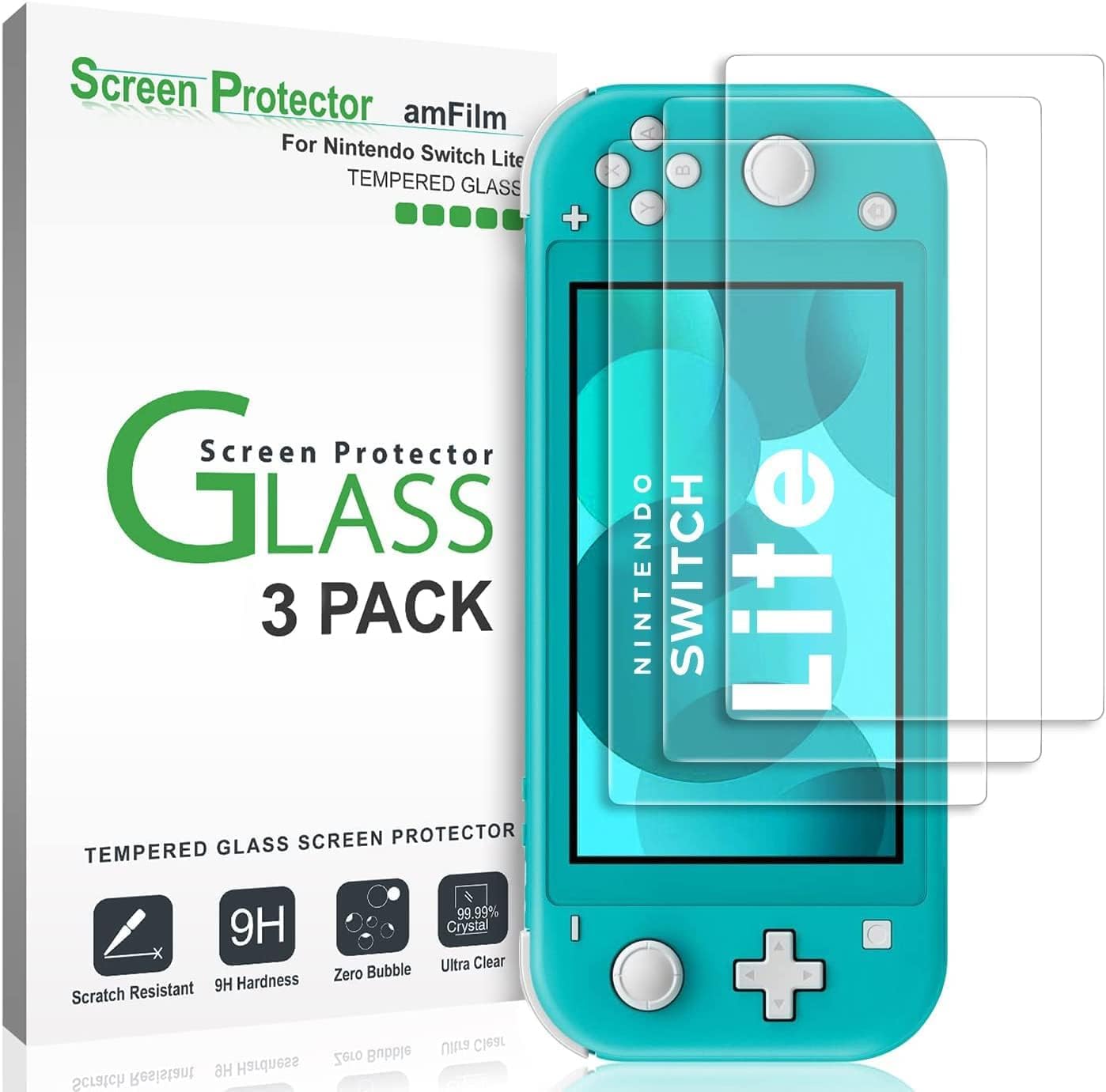 PROTECTOR DE PANTALLA AMFILM PARA NINTENDO SWITCH LITE 2019 VIDRIO TEMPLADO 3 UNIDADES - 1