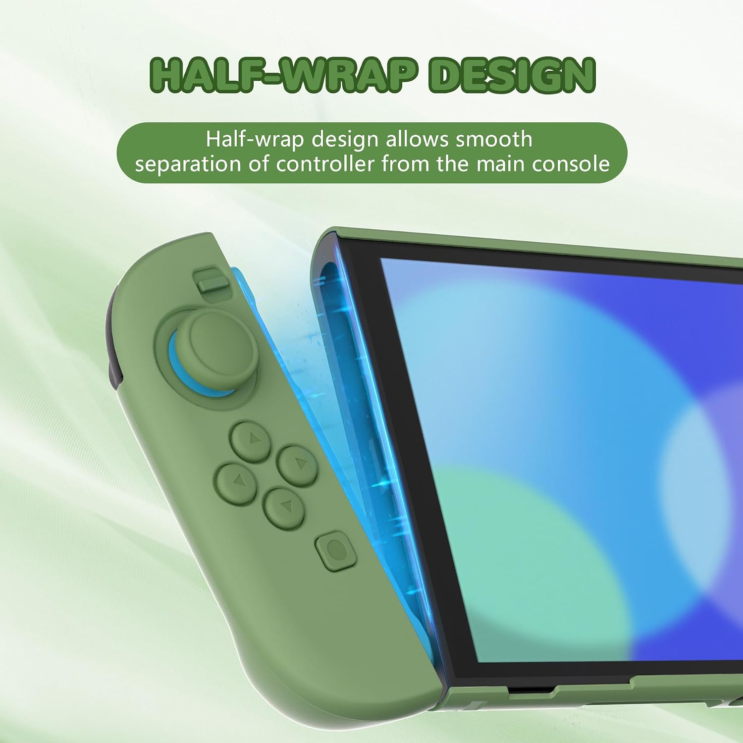 PROTECTOR RÍGIDO PLAYVITAL PARA NINTENDO SWITCH 2 CON SOPORTE EXTRA Y TAPAS PARA JOYSTICK COLOR MATCHA GREEN - 3