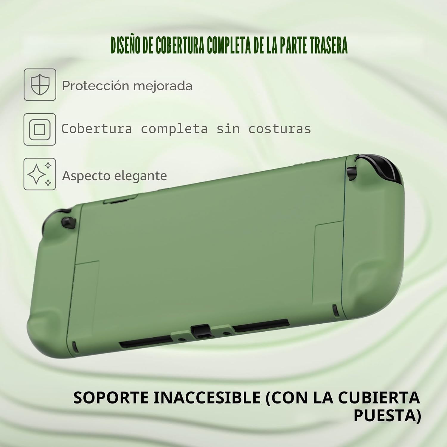 PROTECTOR RÍGIDO PLAYVITAL PARA NINTENDO SWITCH 2 CON SOPORTE EXTRA Y TAPAS PARA JOYSTICK COLOR MATCHA GREEN - 5