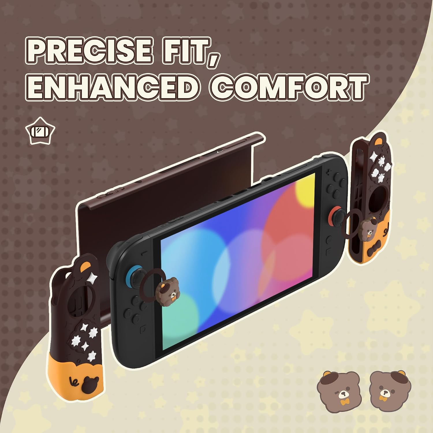PROTECTOR PLAYVITAL GOOD NIGHT BEAR PARA NINTENDO SWITCH 2 CON SOPORTE Y GRIPS DE SILICONA - 3