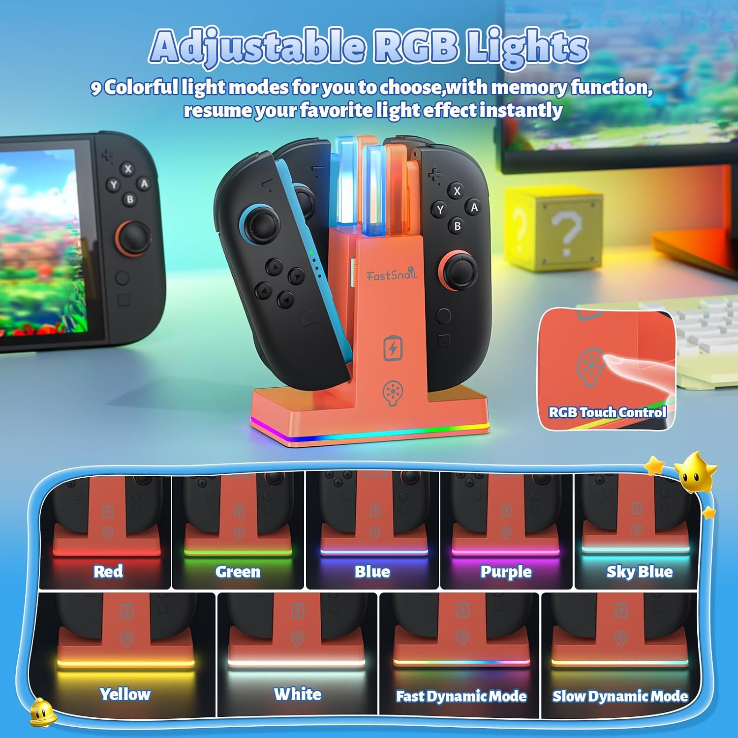 BASE CARGADORA FASTSNAIL SWITCH 2 PARA JOYCON NINTENDO SWITCH 2 - 2