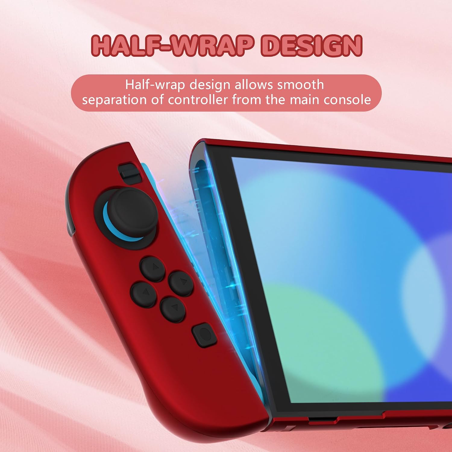 PROTECTOR RÍGIDO PLAYVITAL PARA NINTENDO SWITCH 2 CON SOPORTE EXTRA Y TAPAS PARA JOYSTICK COLOR ROJO ESCARLATA - 3