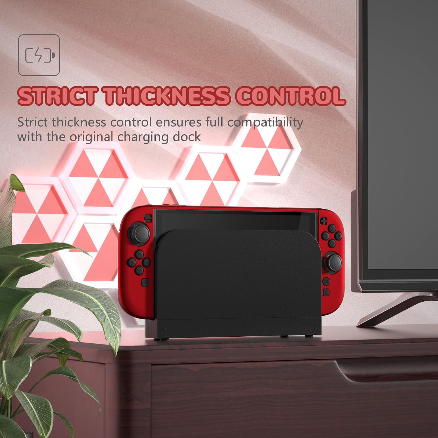 PROTECTOR RÍGIDO PLAYVITAL PARA NINTENDO SWITCH 2 CON SOPORTE EXTRA Y TAPAS PARA JOYSTICK COLOR ROJO ESCARLATA - 4