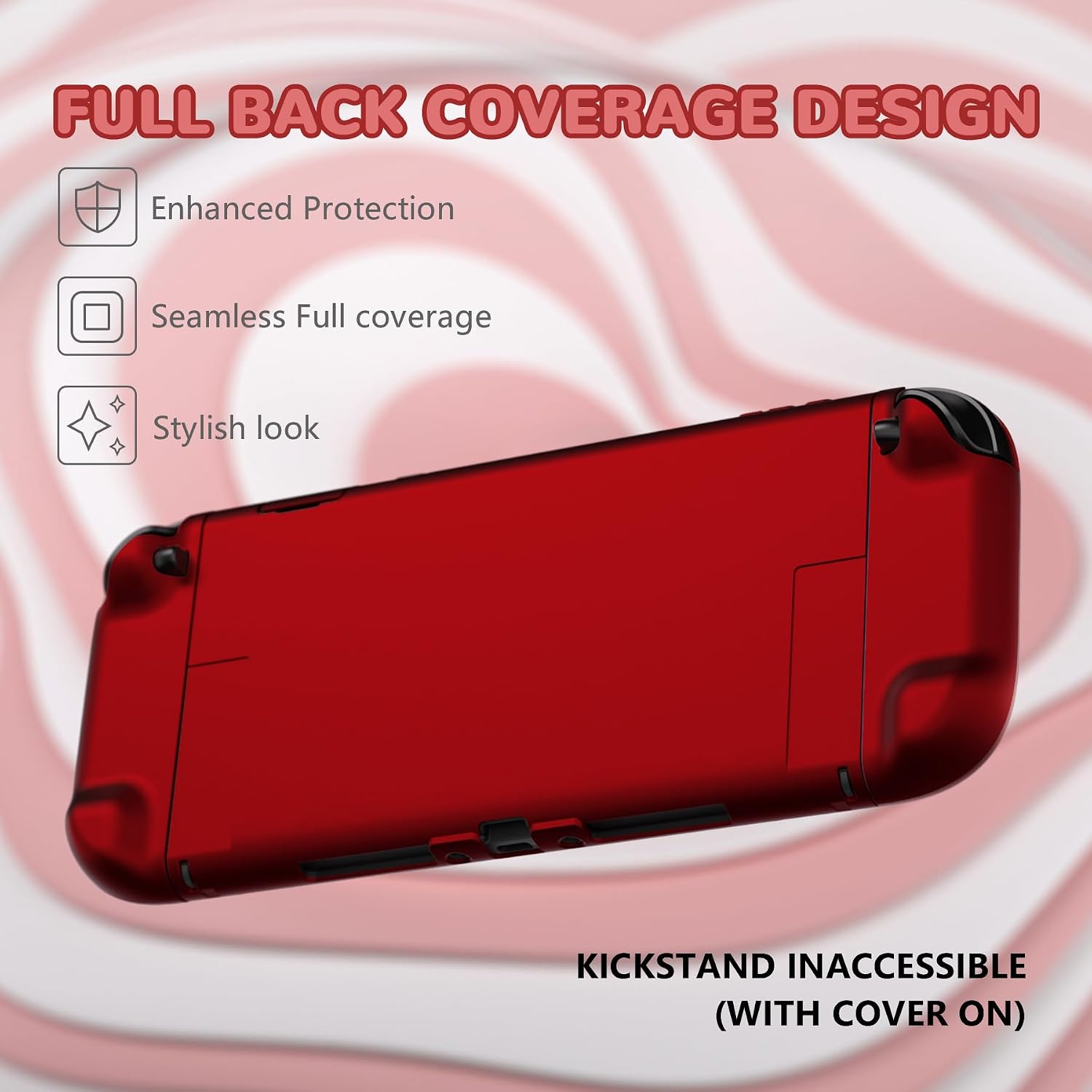 PROTECTOR RÍGIDO PLAYVITAL PARA NINTENDO SWITCH 2 CON SOPORTE EXTRA Y TAPAS PARA JOYSTICK COLOR ROJO ESCARLATA - 5