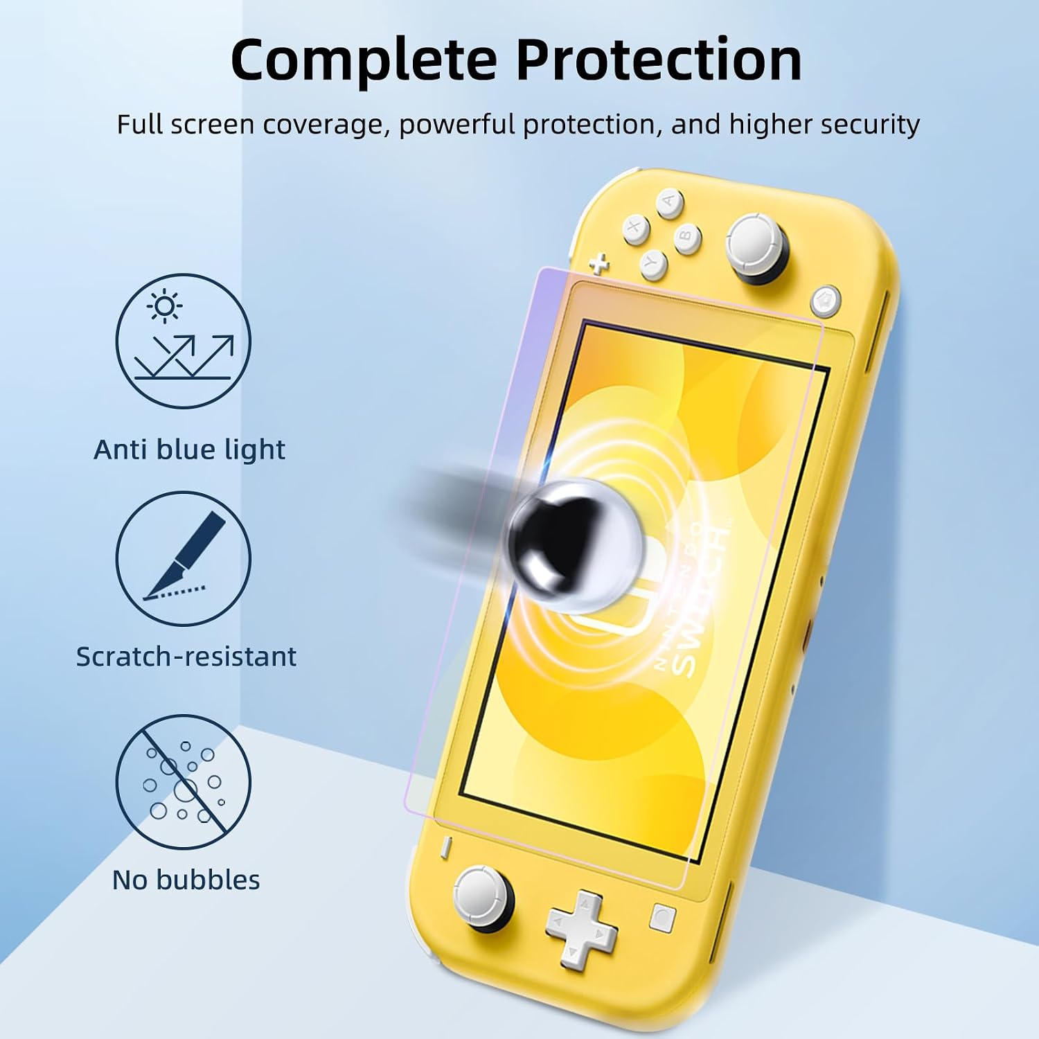 PROTECTOR DE PANTALLA JNGNPN PARA SWITCH LITE 2019 5.5 PULGADAS 2 UNIDADES FILTRO LUZ AZUL - 2