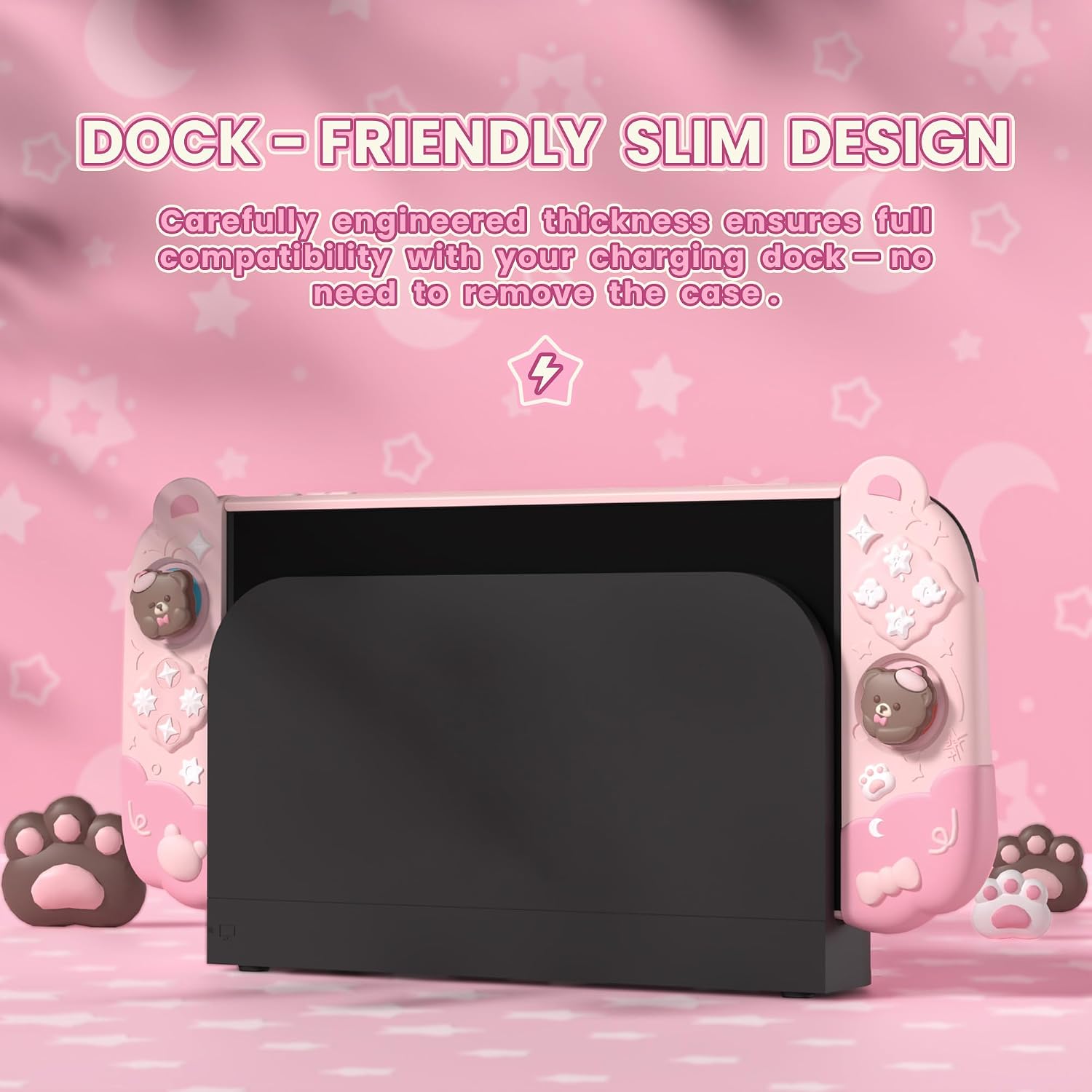 PROTECTOR PLAYVITAL GOOD NIGHT BEAR PARA NINTENDO SWITCH 2 CON SOPORTE Y GRIPS DE SILICONA - 2