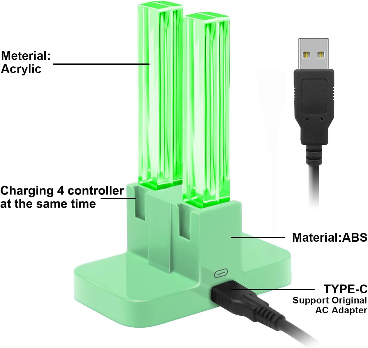 CARGADOR PARA JOYCONS FASTSNAIL PARA NINTENDO SWITCH VERDE - 2