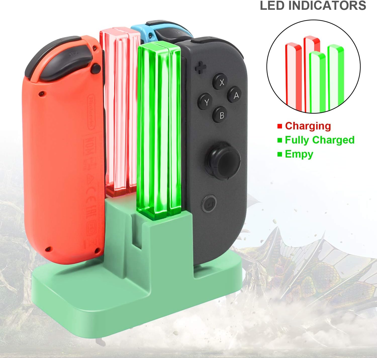 CARGADOR PARA JOYCONS FASTSNAIL PARA NINTENDO SWITCH VERDE - 4