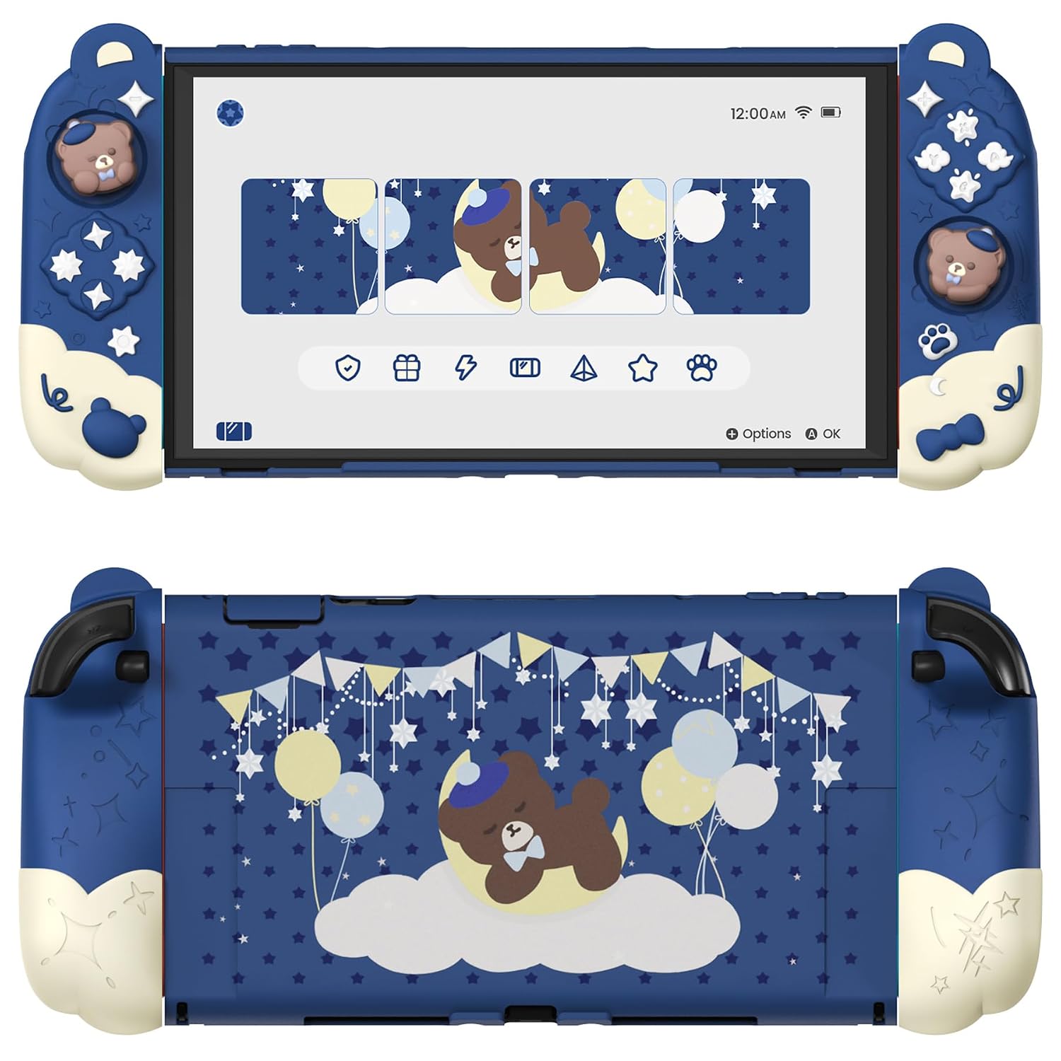 PROTECTOR PLAYVITAL GOOD NIGHT BEAR PARA NINTENDO SWITCH 2 CON SOPORTE Y GRIPS DE SILICONA - 1