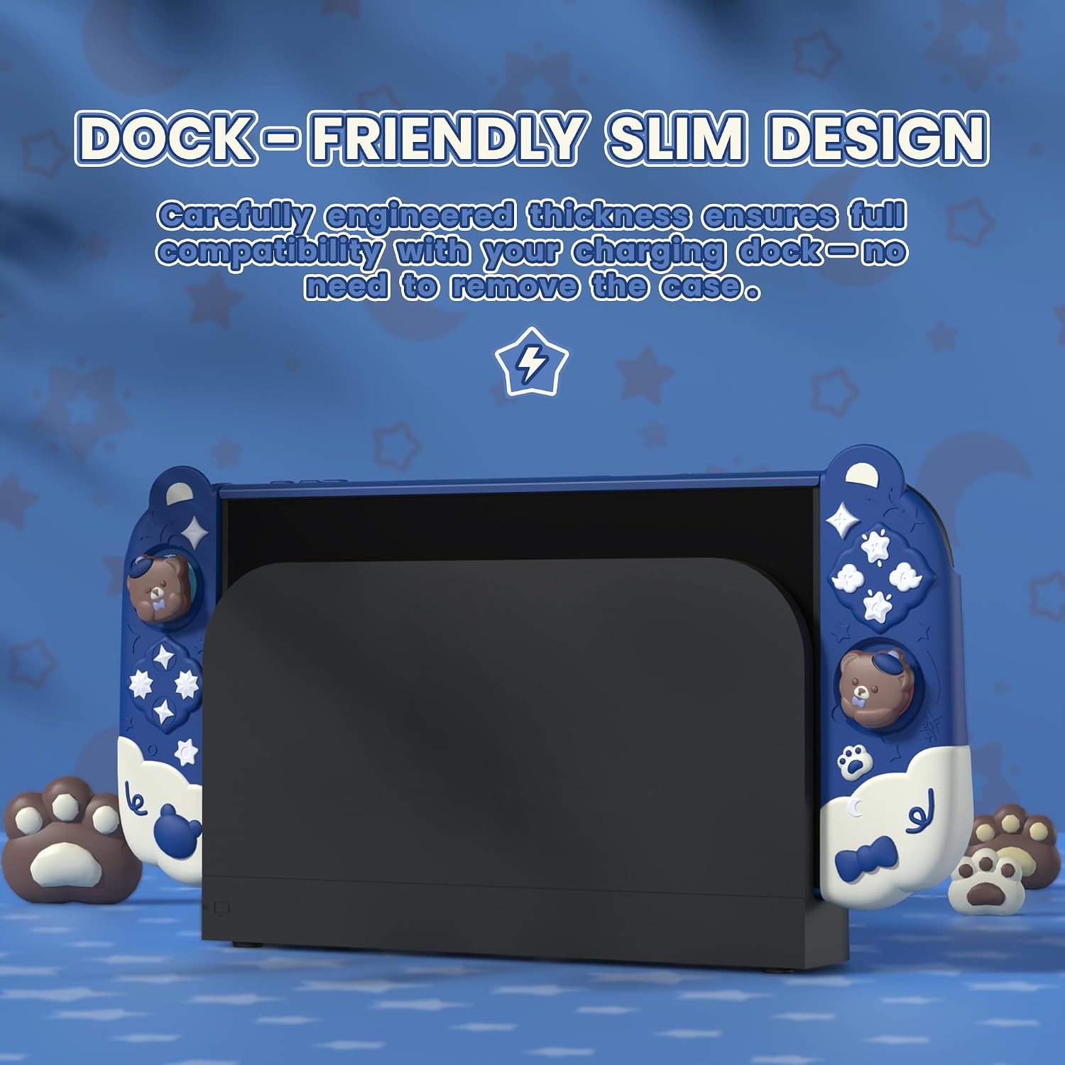PROTECTOR PLAYVITAL GOOD NIGHT BEAR PARA NINTENDO SWITCH 2 CON SOPORTE Y GRIPS DE SILICONA - 2