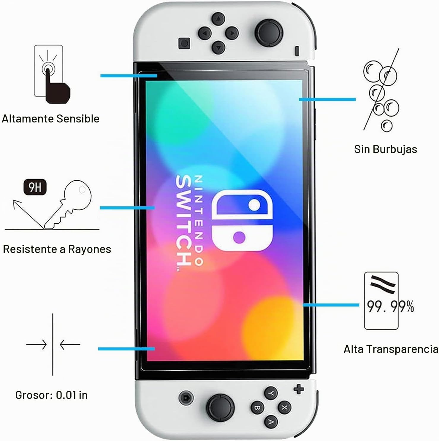 PROTECTOR DE PANTALLA NEW'C PARA NINTENDO SWITCH OLED VIDRIO TEMPLADO - 3